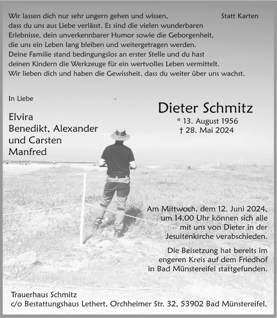 Anzeige von Dieter Schmitz von  Blickpunkt Euskirchen 