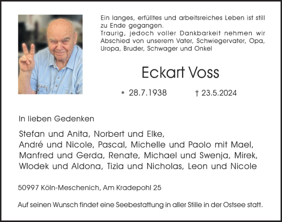 Anzeige von Eckart Voss von  EXPRESS - Die Woche  Schlossbote/Werbekurier 