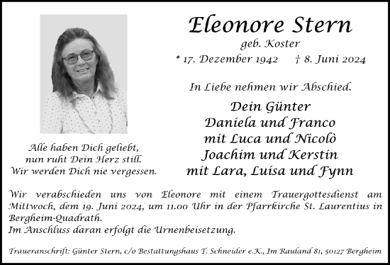 Anzeige von Eleonore Stern von  Werbepost 