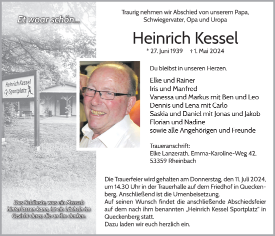 Anzeige von Heinrich Kessel von  Schaufenster/Blickpunkt 