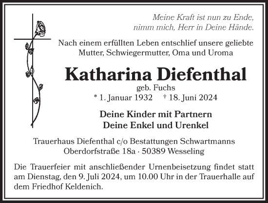 Anzeige von Katharina Diefenthal von  Schlossbote/Werbekurier 