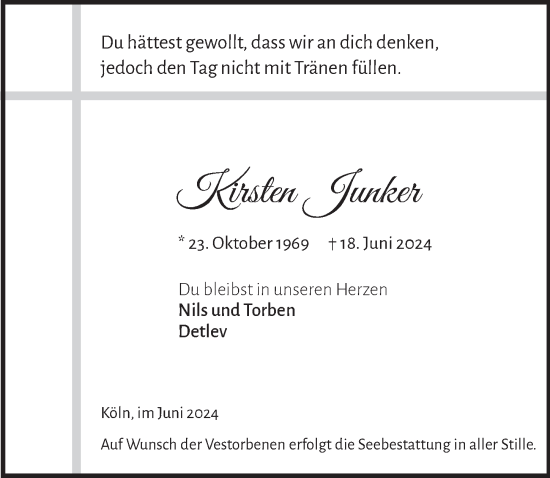 Anzeige von Kirsten Junker von  Schlossbote/Werbekurier 