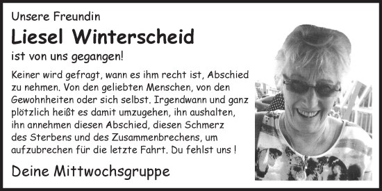 Anzeige von Liesel Winterscheid von  Schlossbote/Werbekurier 