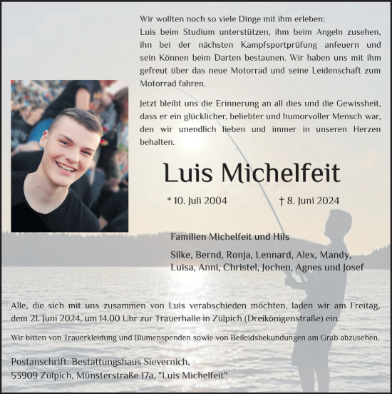 Anzeige von Luis Michelfeit von  Blickpunkt Euskirchen 