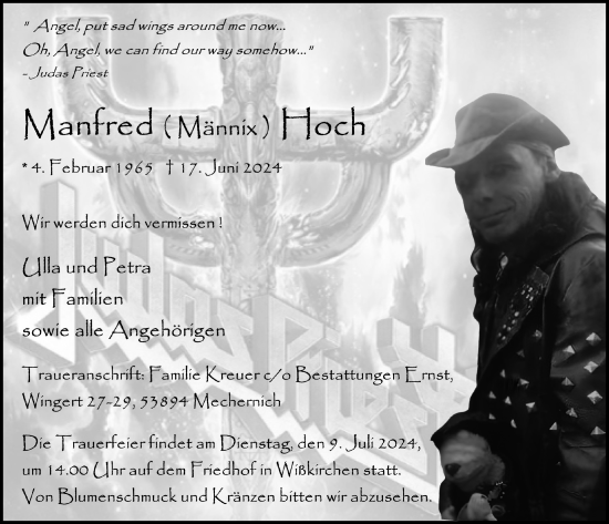 Anzeige von Manfred Hoch von  Blickpunkt Euskirchen 