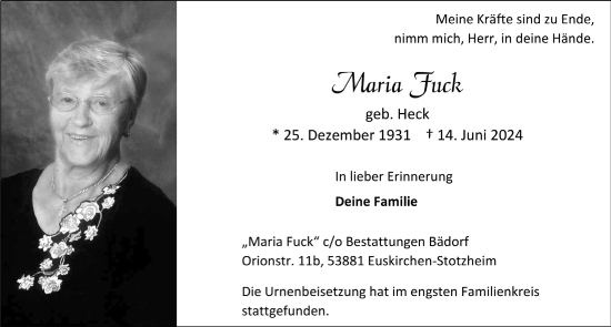 Anzeige von Maria Fuck von  Blickpunkt Euskirchen 