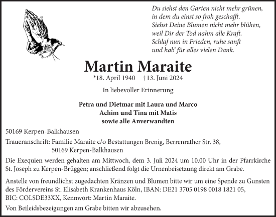 Anzeige von Martin Maraite von  Werbepost 