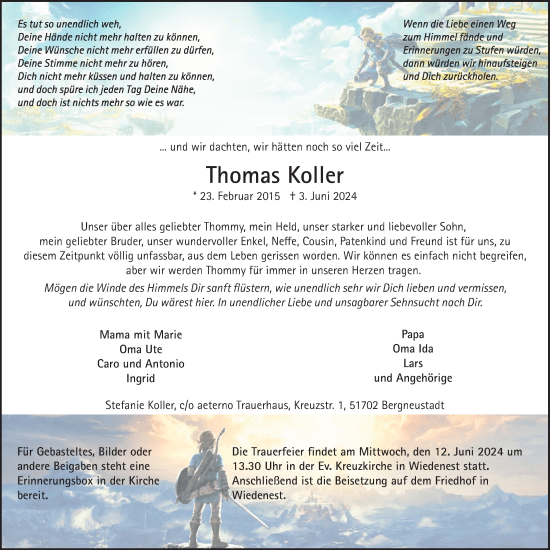 Anzeige von Thomas Koller von Kölner Stadt-Anzeiger / Kölnische Rundschau / Express