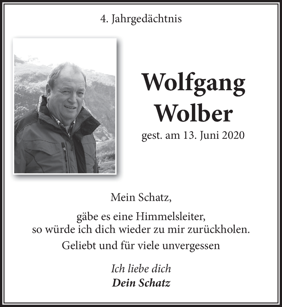  Traueranzeige für Wolfgang Wolber vom 18.07.2023 aus  Werbepost 