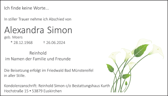 Anzeige von Alexandra Simon von  Blickpunkt Euskirchen 