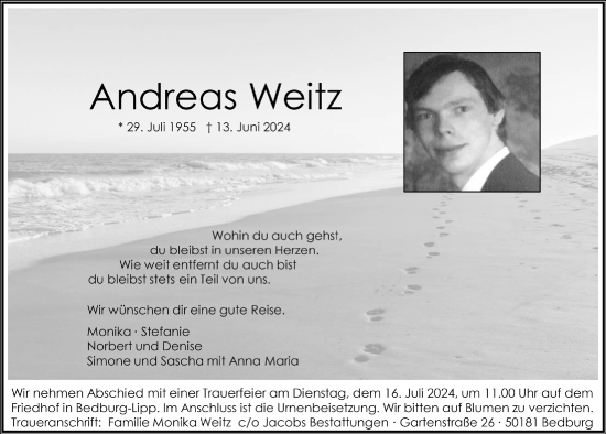 Anzeige von Andreas Weitz von  Werbepost 
