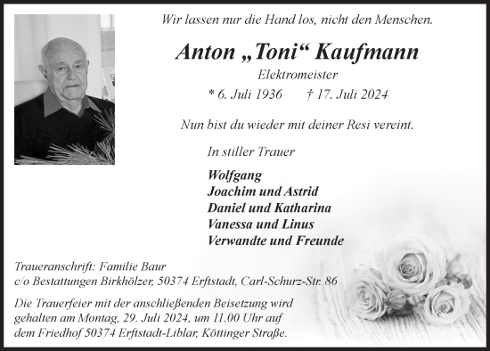 Anzeige von Anton Kaufmann von  Werbepost 