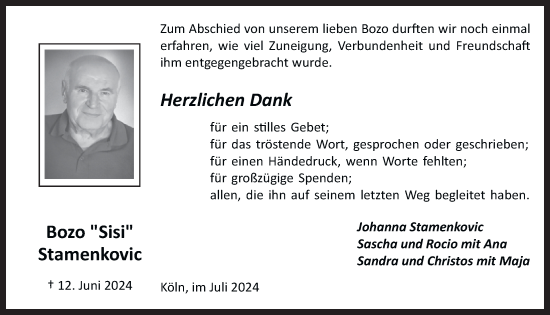 Anzeige von Bozo Stamenkovic von  EXPRESS - Die Woche 