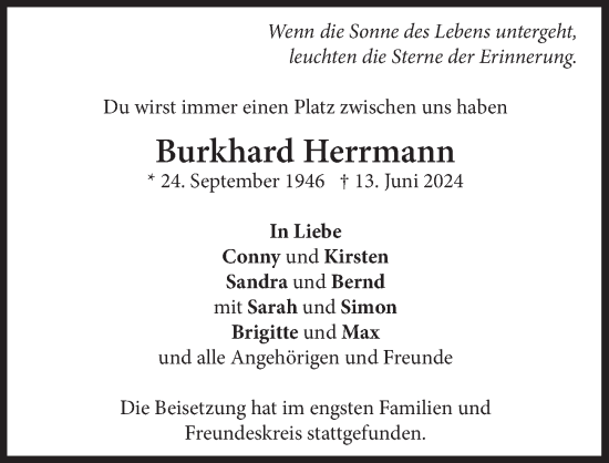 Anzeige von Burkhard Herrmann von  Schlossbote/Werbekurier 