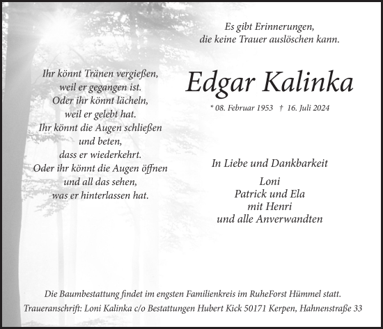 Anzeige von Edgar Kalinka von  Werbepost 