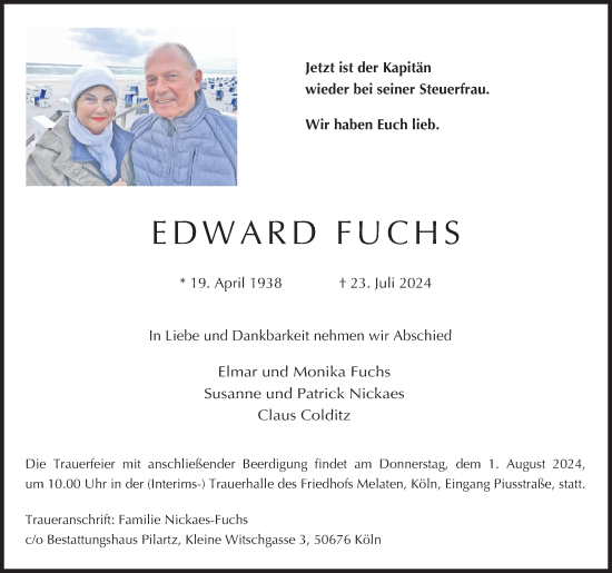 Anzeige von Edward Fuchs von Kölner Stadt-Anzeiger / Kölnische Rundschau / Express