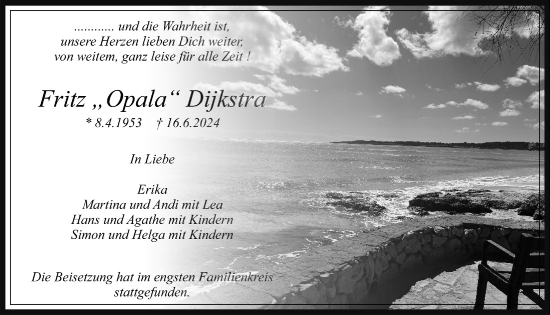 Anzeige von Fritz Dijkstra von  Werbepost 