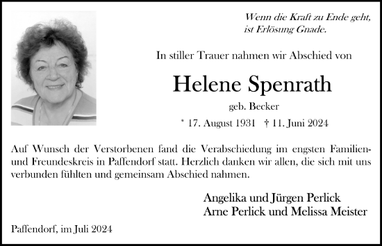 Anzeige von Helene Spenrath von  Werbepost 
