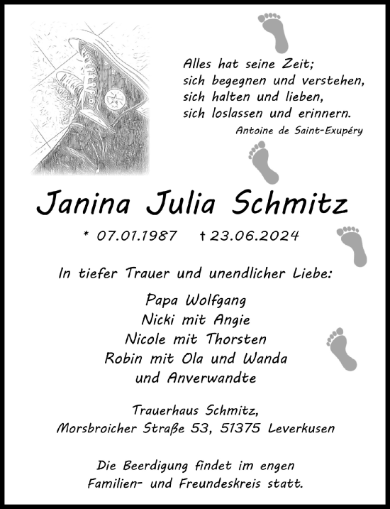 Anzeige von Janina Julia Schmitz von  Lokale Informationen 