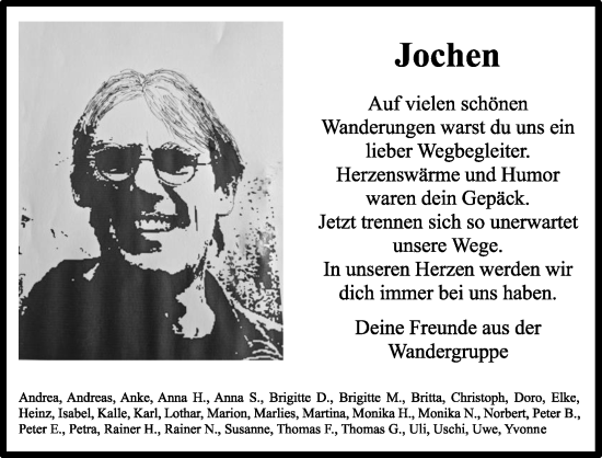 Anzeige von Jochen  von Kölner Stadt-Anzeiger / Kölnische Rundschau / Express