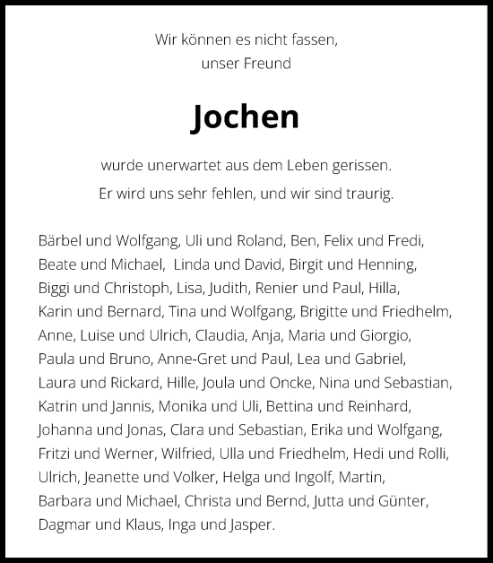 Anzeige von Jochen  von Kölner Stadt-Anzeiger / Kölnische Rundschau / Express