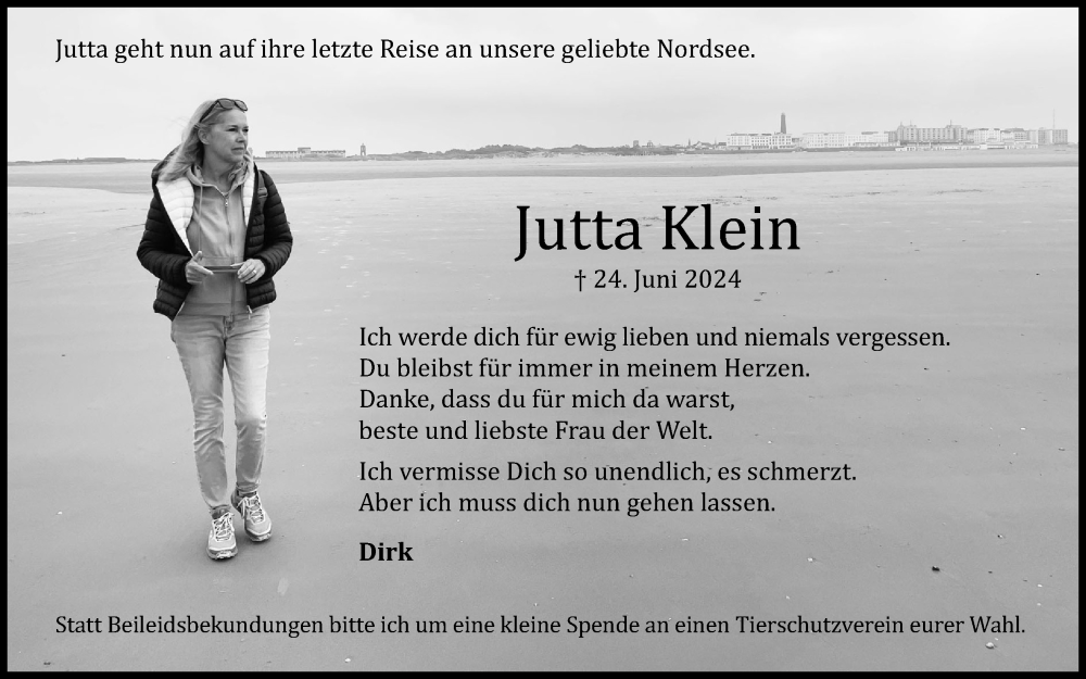  Traueranzeige für Jutta Klein vom 06.07.2024 aus Kölner Stadt-Anzeiger / Kölnische Rundschau / Express
