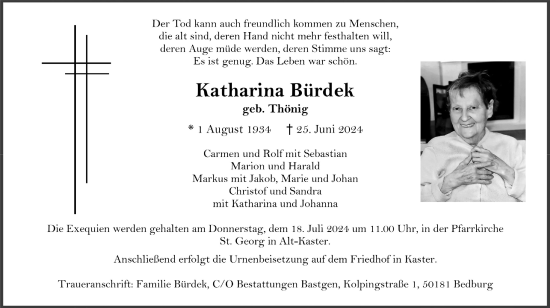 Anzeige von Katharina Bürdek von  Werbepost 