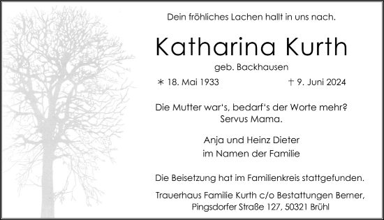 Anzeige von Katharina Kurth von  Schlossbote/Werbekurier 