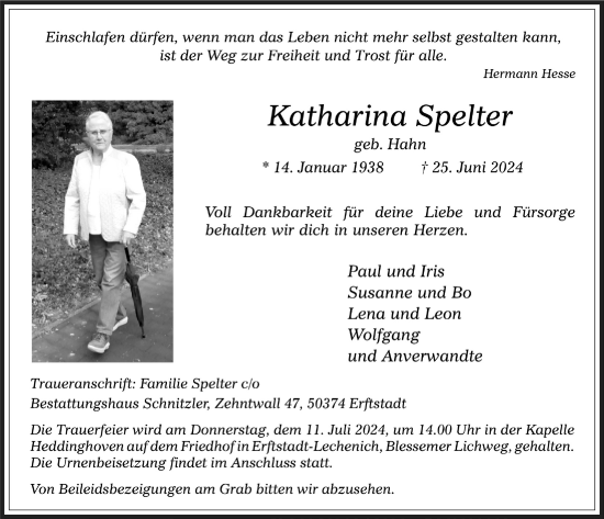 Anzeige von Katharina Spelter von  Werbepost 