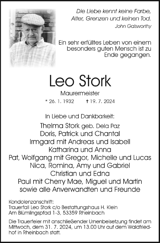 Anzeige von Leo Stork von  Schaufenster/Blickpunkt 