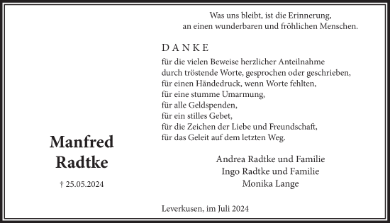 Anzeige von Manfred Radtke von  Lokale Informationen 