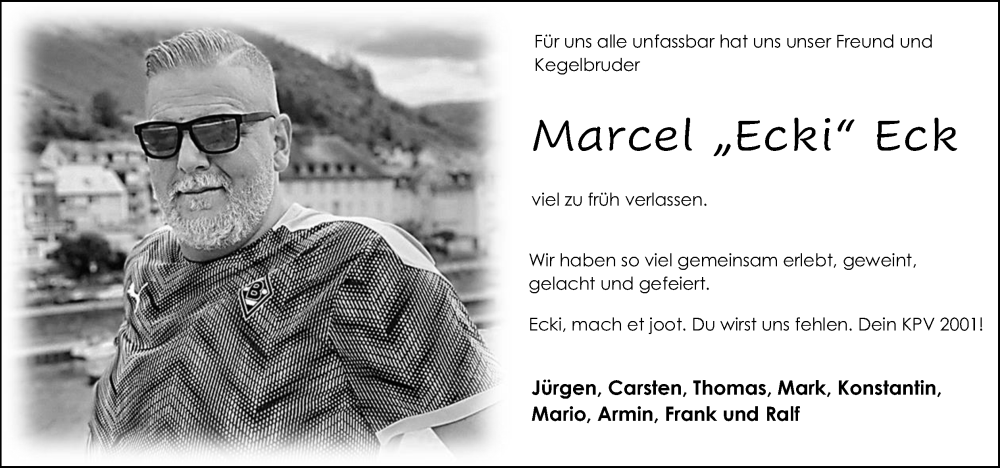  Traueranzeige für Marcel Eck vom 13.07.2024 aus Kölner Stadt-Anzeiger / Kölnische Rundschau / Express