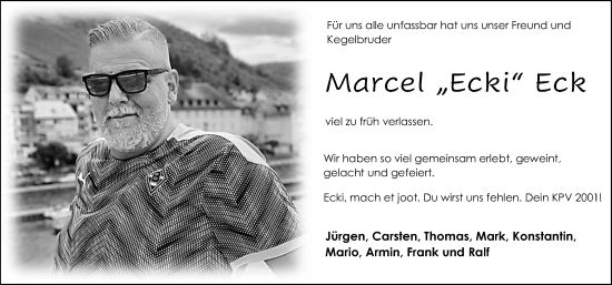 Anzeige von Marcel Eck von Kölner Stadt-Anzeiger / Kölnische Rundschau / Express