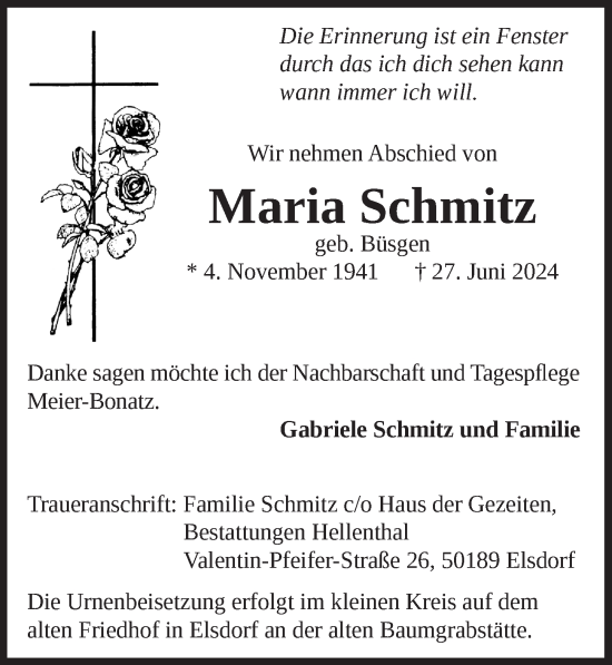 Anzeige von Maria Schmitz von  Werbepost 