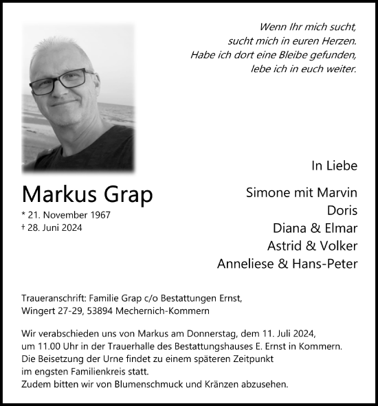 Anzeige von Markus Grap von  Blickpunkt Euskirchen 