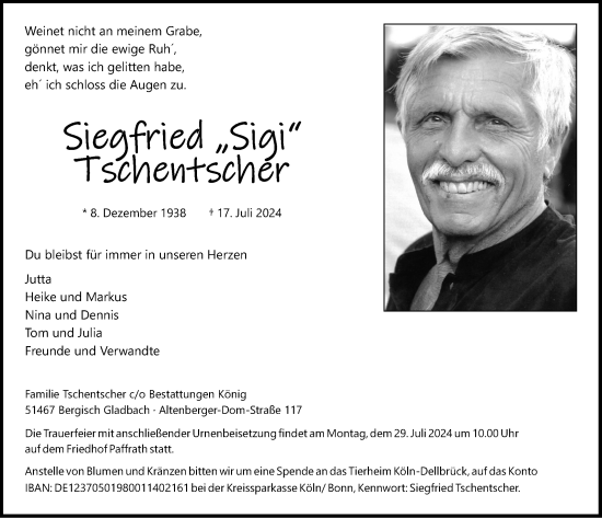Anzeige von Siegfried Tschentscher von  Bergisches Handelsblatt 