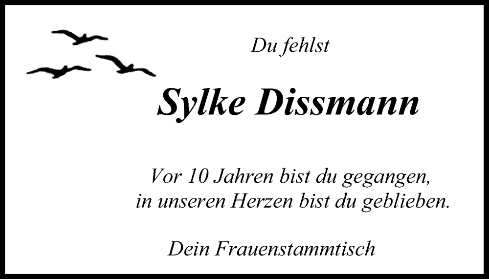  Traueranzeige für Sylke Dissmann vom 08.07.2024 aus Kölner Stadt-Anzeiger / Kölnische Rundschau / Express