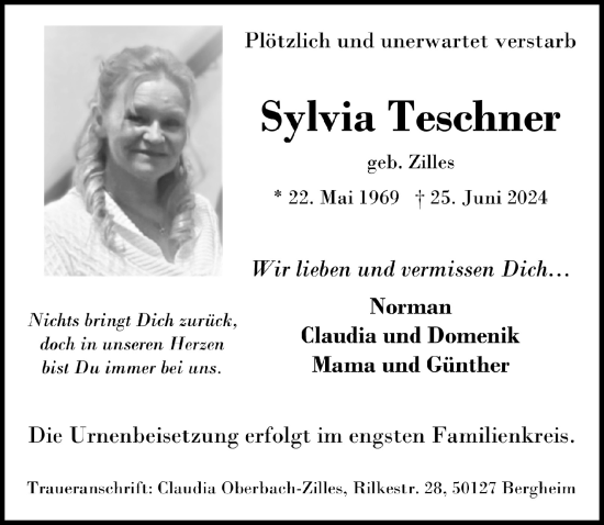 Anzeige von Sylvia Teschner von  Werbepost 