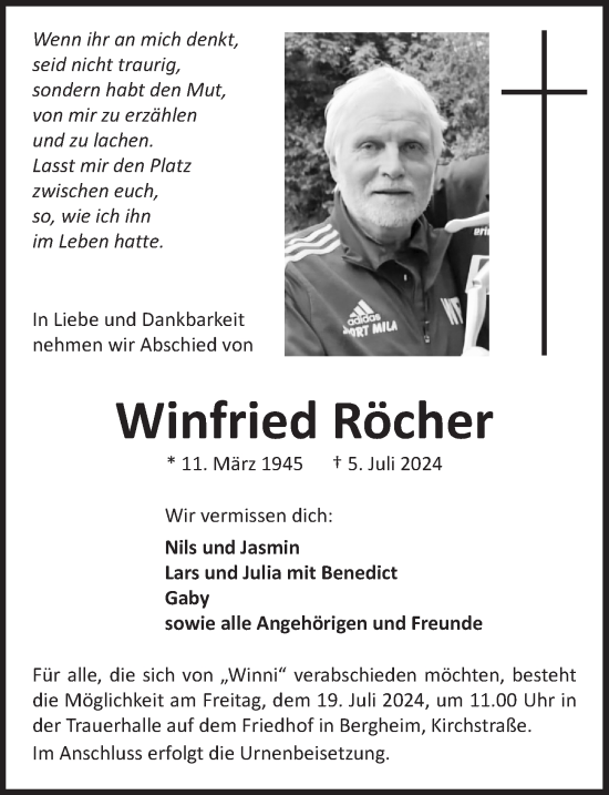 Anzeige von Winfried Röcher von  Werbepost 