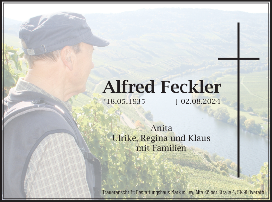 Anzeige von Alfred Feckler von Kölner Stadt-Anzeiger / Kölnische Rundschau / Express