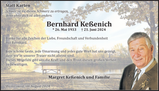 Anzeige von Bernhard Keßenich von  Blickpunkt Euskirchen 