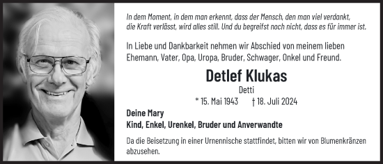 Anzeige von Detlef Klukas von  Schaufenster/Blickpunkt 