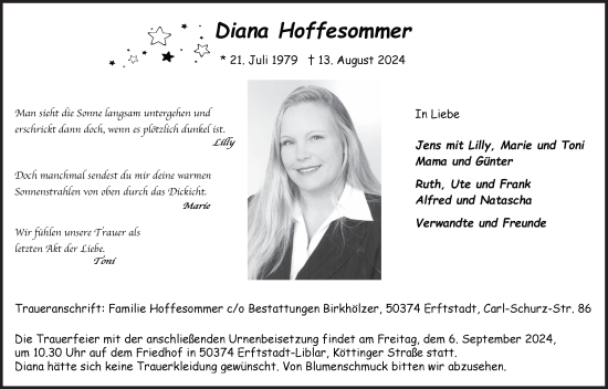 Anzeige von Diana Hoffesommer von  Werbepost 