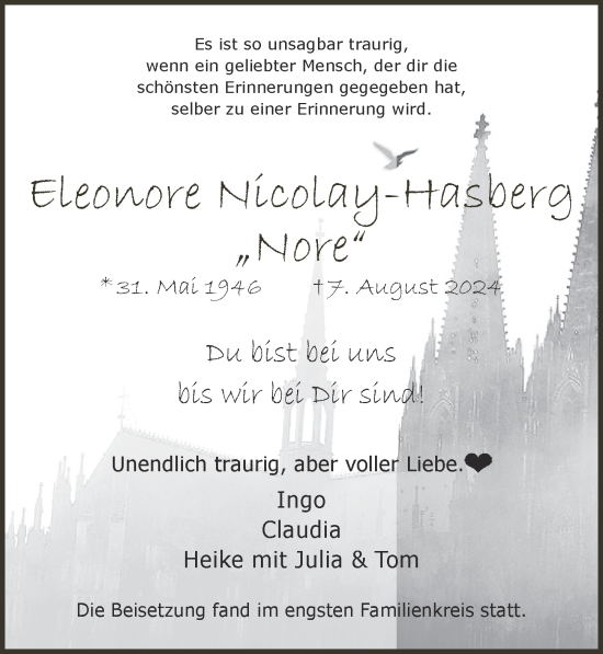 Anzeige von Eleonore Nicolay-Hasberg von  EXPRESS - Die Woche 