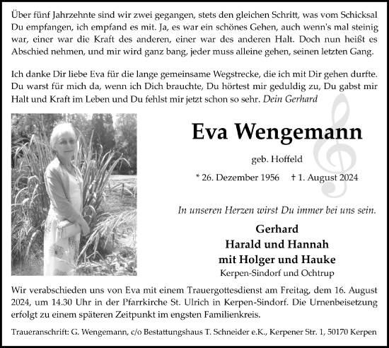 Anzeige von Eva Wengemann von  Werbepost 