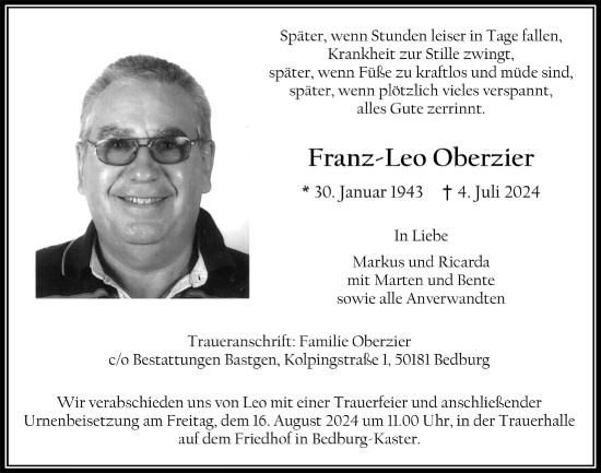 Anzeige von Franz-Leo Oberzier von  Werbepost 