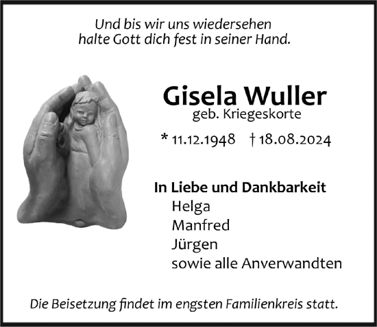 Anzeige von Gisela Wuller von  Anzeigen Echo 