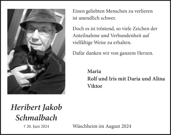 Anzeige von Heribert Jakob Schmalbach von  Blickpunkt Euskirchen 
