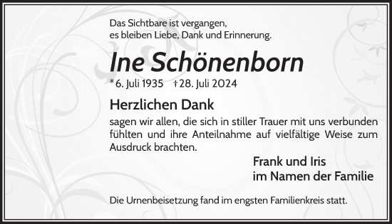 Anzeige von Ine Schönenborn von  Blickpunkt Euskirchen 