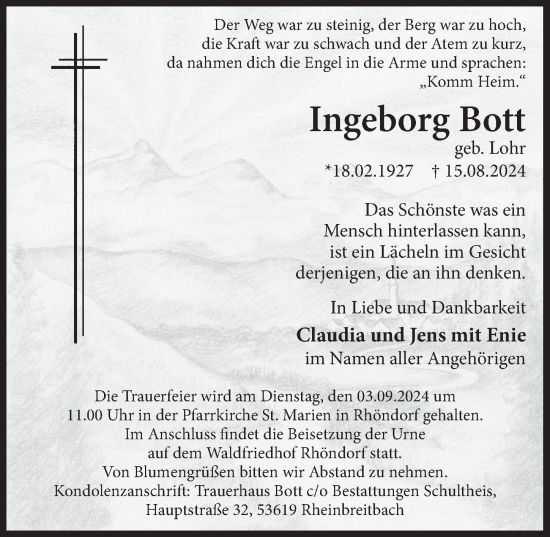 Anzeige von Ingeborg Bott von  Extra Blatt 